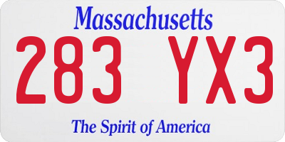 MA license plate 283YX3