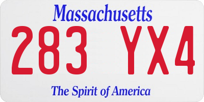 MA license plate 283YX4