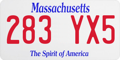 MA license plate 283YX5