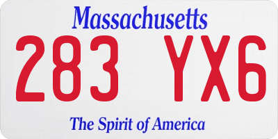 MA license plate 283YX6