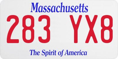 MA license plate 283YX8