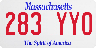 MA license plate 283YY0