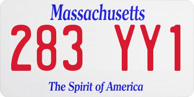 MA license plate 283YY1