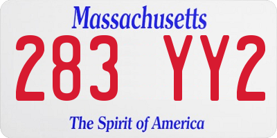 MA license plate 283YY2
