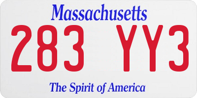 MA license plate 283YY3