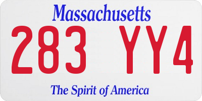 MA license plate 283YY4