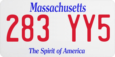 MA license plate 283YY5