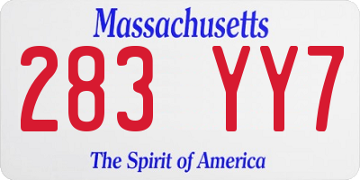 MA license plate 283YY7