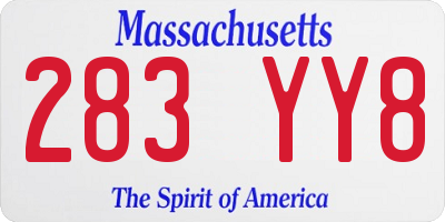 MA license plate 283YY8