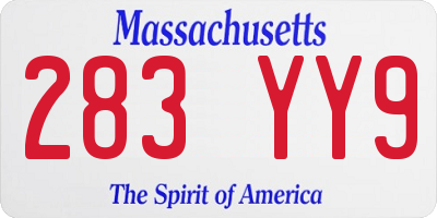 MA license plate 283YY9
