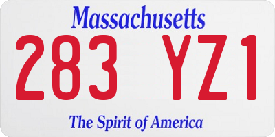 MA license plate 283YZ1
