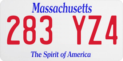 MA license plate 283YZ4