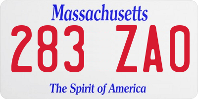 MA license plate 283ZA0