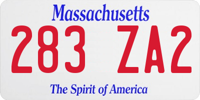 MA license plate 283ZA2