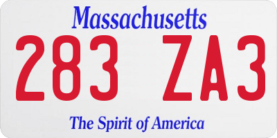 MA license plate 283ZA3