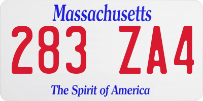 MA license plate 283ZA4