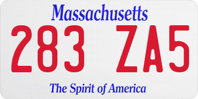 MA license plate 283ZA5