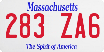 MA license plate 283ZA6