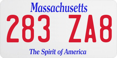 MA license plate 283ZA8