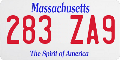 MA license plate 283ZA9