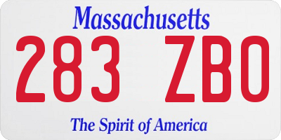 MA license plate 283ZB0