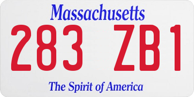 MA license plate 283ZB1