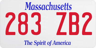 MA license plate 283ZB2