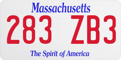 MA license plate 283ZB3