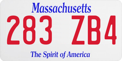 MA license plate 283ZB4