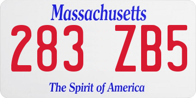 MA license plate 283ZB5