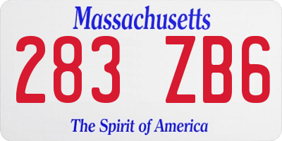 MA license plate 283ZB6