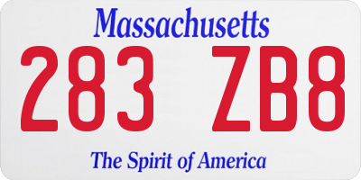 MA license plate 283ZB8