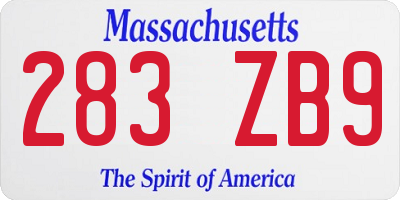 MA license plate 283ZB9