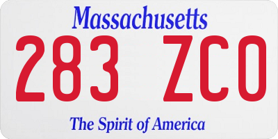 MA license plate 283ZC0