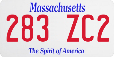 MA license plate 283ZC2