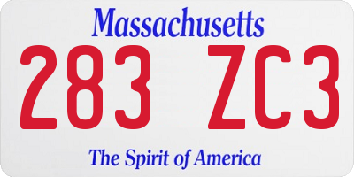 MA license plate 283ZC3