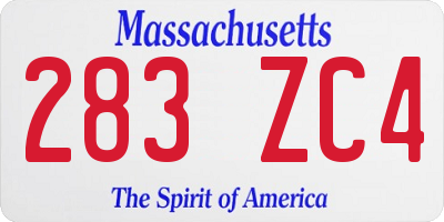 MA license plate 283ZC4