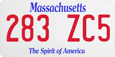 MA license plate 283ZC5