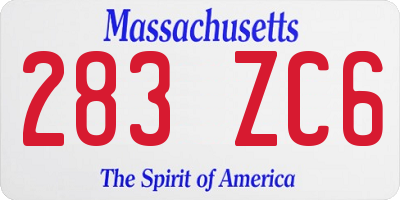 MA license plate 283ZC6