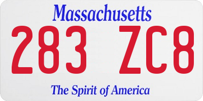 MA license plate 283ZC8