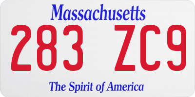 MA license plate 283ZC9