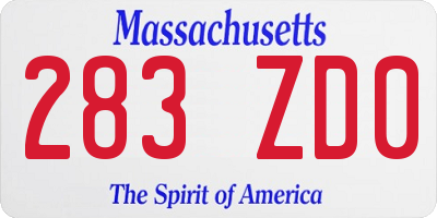 MA license plate 283ZD0