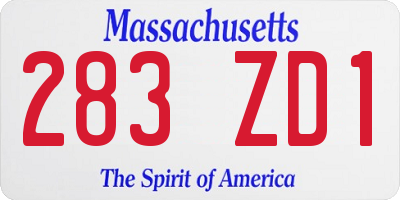MA license plate 283ZD1