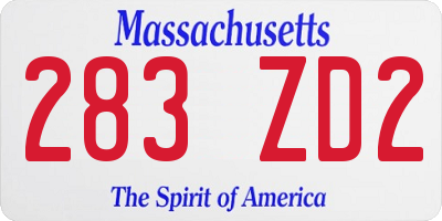 MA license plate 283ZD2