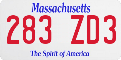 MA license plate 283ZD3