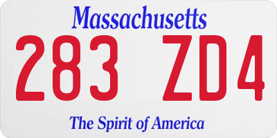 MA license plate 283ZD4