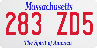MA license plate 283ZD5