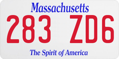 MA license plate 283ZD6