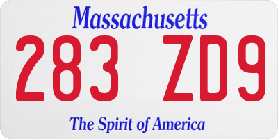 MA license plate 283ZD9
