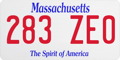 MA license plate 283ZE0